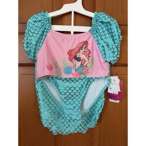 Girls' Disney Princess Ariel 3 Piece Swimsuit Size 7/8 NWT Bikini Bathing suit